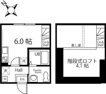 【間取り】 | ハーミットクラブハウス戸塚踊場B棟 | ロフト付き！設備充実のワンルーム！