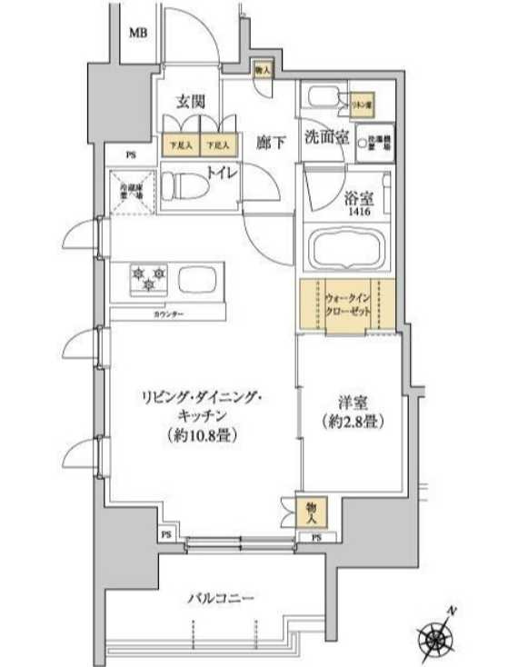 グレーシアフィット三軒茶屋　築浅　ペット相談　最上階の間取り