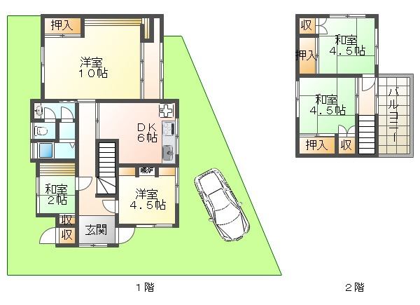 東朝霧丘貸家の間取り