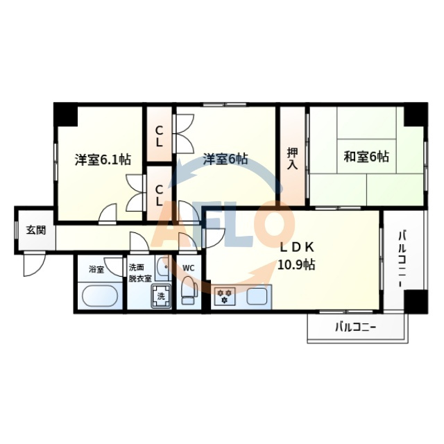 ヴィテイユメゾン成尾　堀江小学校区の間取り