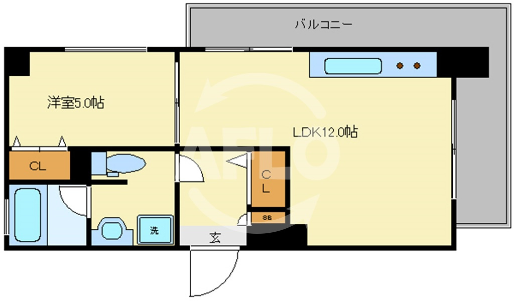 フェルザ今宮戎の間取り|Krehl難波南（クレール難波南）　開放感ある間取り