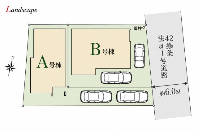 川越砂新田 A号棟の区画図