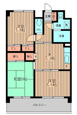 【間取り】 | ベルアネックス | 家族にぴったりの３ＤＫの間取りです！