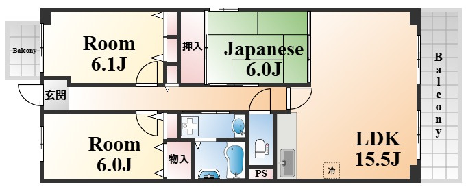 神戸市東灘区岡本８丁目の賃貸マンションの間取り