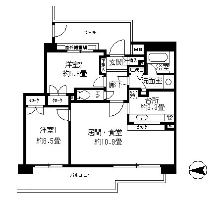 パークハイム神戸熊内町の間取り