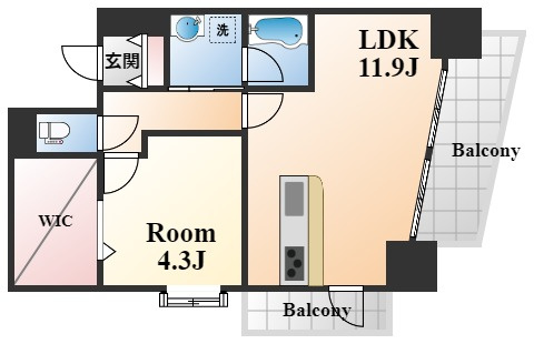 神戸市中央区坂口通３丁目の賃貸マンションの間取り