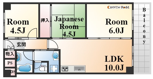 神戸市東灘区住吉山手２丁目の賃貸マンションの間取り