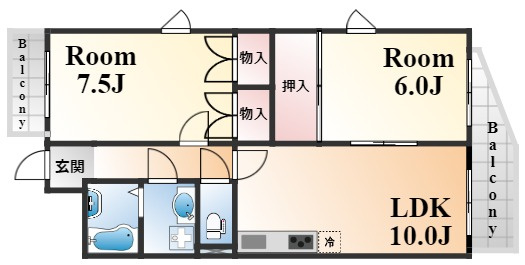 神戸市東灘区御影石町４丁目の賃貸マンションの間取り