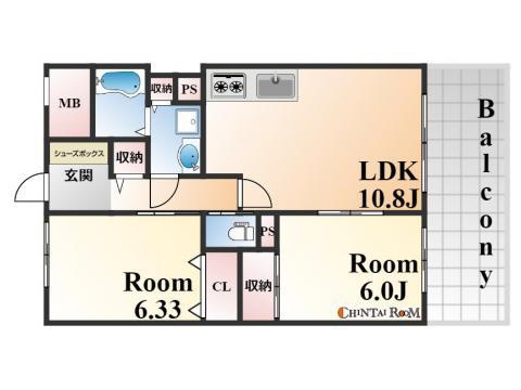 神戸市東灘区御影石町３丁目の賃貸マンションの間取り