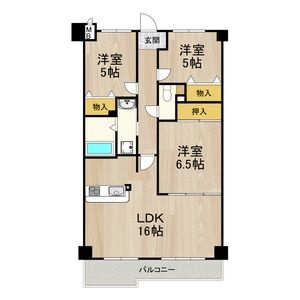西宮市広田町の賃貸マンションの間取り