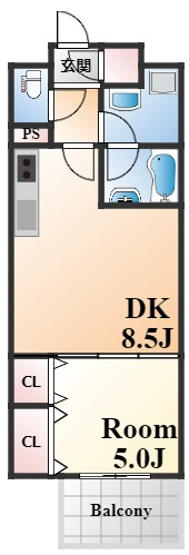 神戸市中央区加納町２丁目の賃貸マンションの間取り