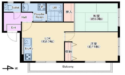 神戸市東灘区甲南町２丁目の賃貸マンションの間取り