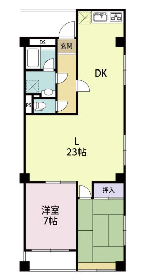 芦屋市朝日ケ丘町の賃貸マンションの間取り