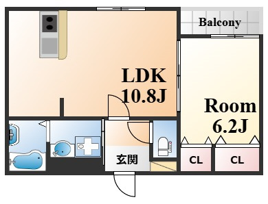 神戸市東灘区青木２丁目のアパートの間取り