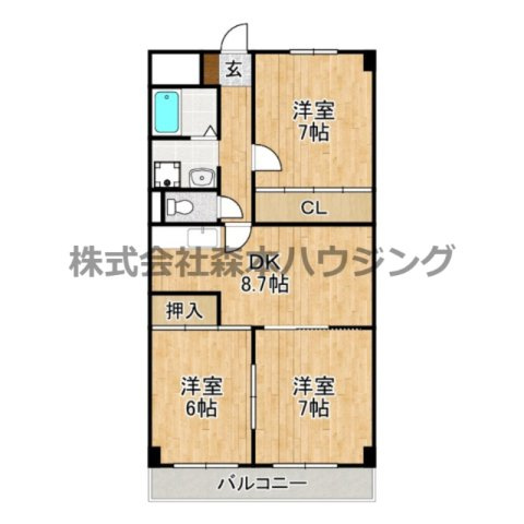 【間取り】 | 　シャトー東寝屋川