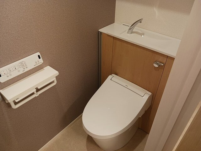 落ち着いた色調のトイレです
