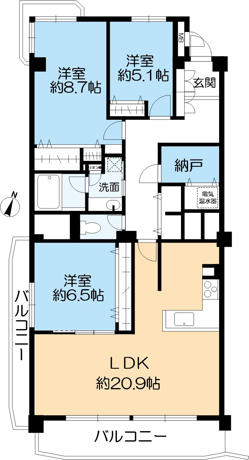 芦屋パークマンションB棟の間取り