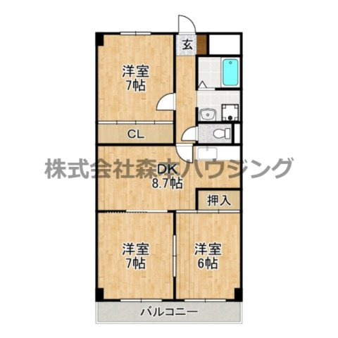 【間取り】 | 　シャトー東寝屋川