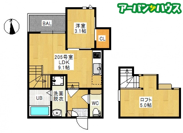 GRANDTIC 奥田Ⅵの間取り
