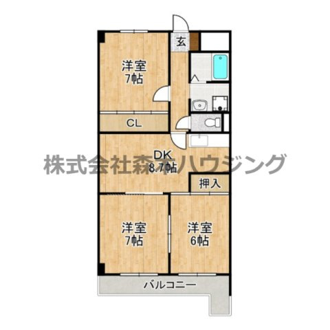 【間取り】 | 　シャトー東寝屋川