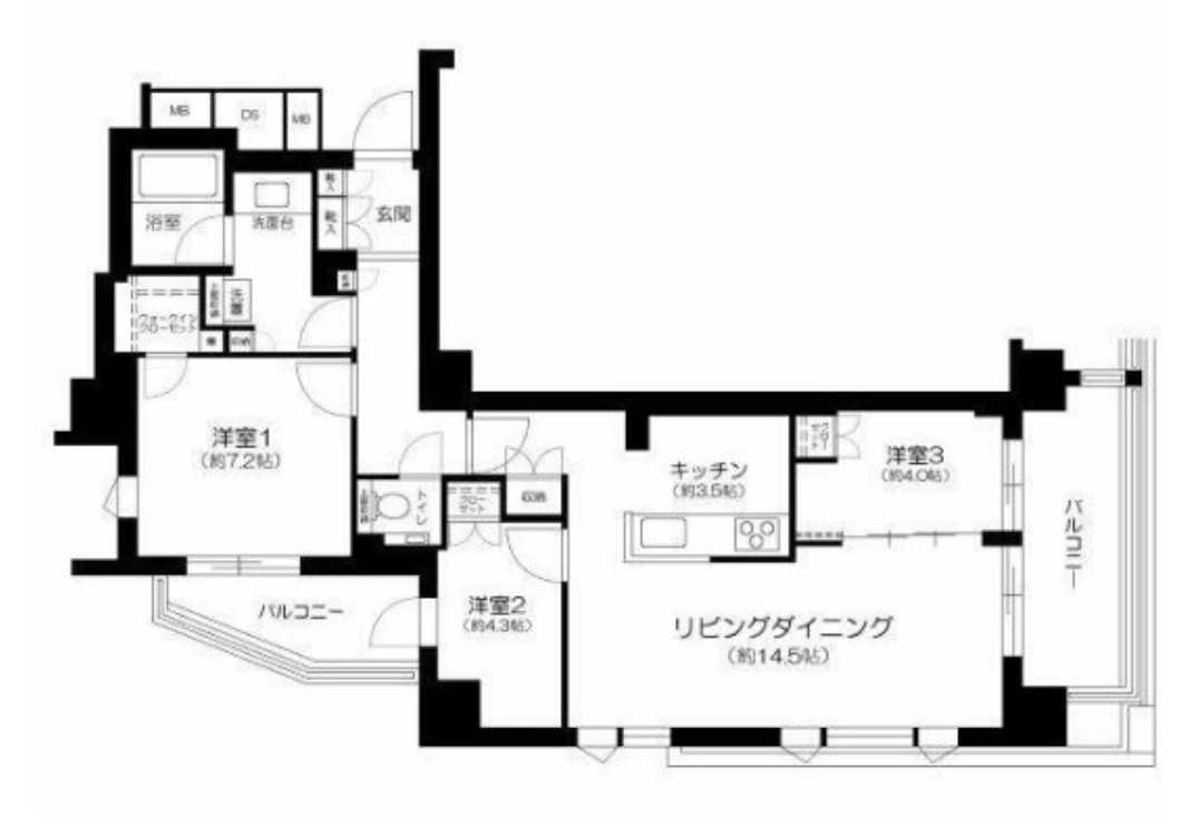 クレヴィア用賀　分譲賃貸　築浅　床暖房の間取り