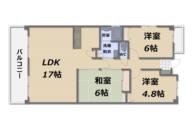 宗像市赤間駅前２丁目の賃貸マンションの間取り