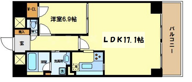 船場ミッドキューブの間取り|船場ミッドキューブ　開放感ある間取