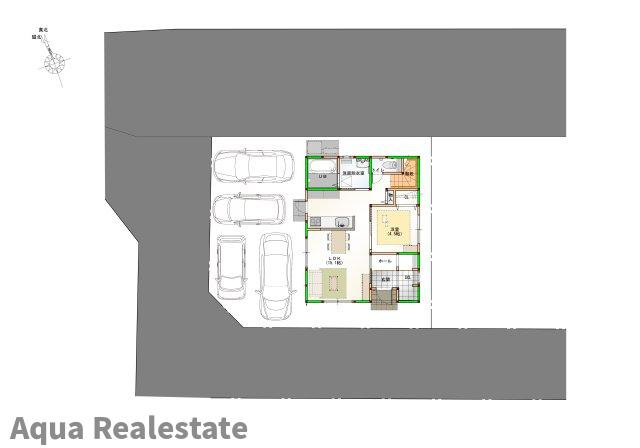 オール電化デザイナーズハウス高松市屋島中町建売①の区画図