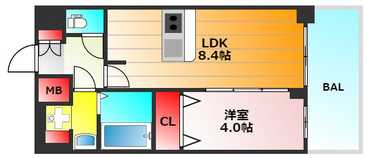 プレサンス南堀江ザ・センスの間取り|現状有姿