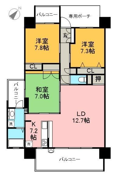 ビ・ウェル高知城公園の間取り