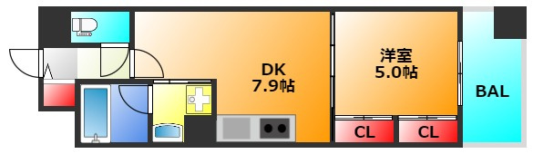 レジディア心斎橋ウエストの間取り