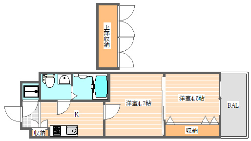 No.46 Ｖプロジェクト2100天神の間取り|使いやすい間取りです。