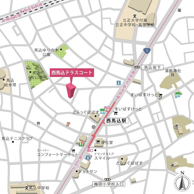 西馬込テラスコートの地図