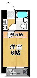 セレストパレの間取り|★洋室６帖の１Ｋ★