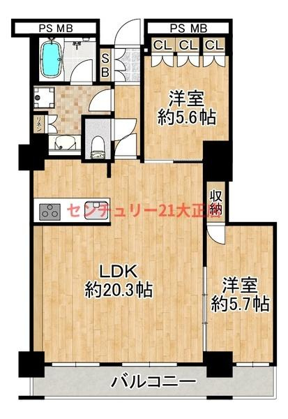 阿波座ライズタワーズ　フラッグ４６ＯＭＰタワーの間取り