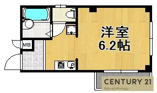 プライムコート泉尾の間取り|★平成17年築のきれいな1Ｒ★