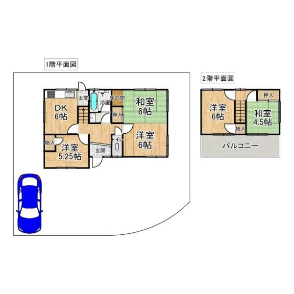 生駒郡平群町竜田川３丁目の中古一戸建の間取り|■土地面積約５５坪！ゆったり５ＤＫ！