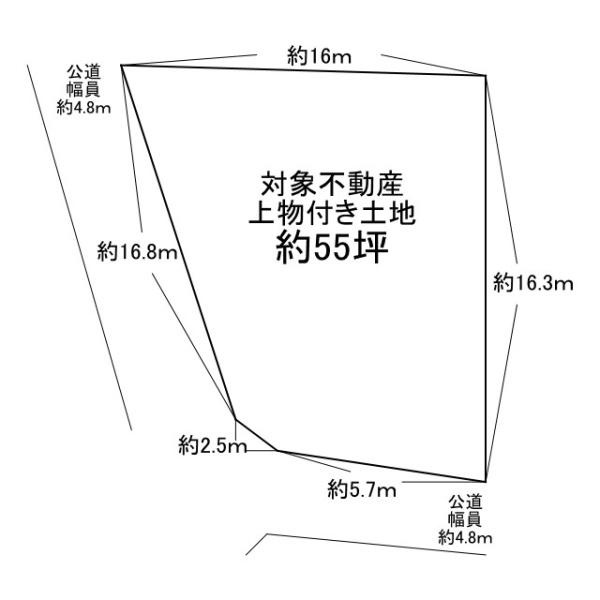 生駒郡平群町竜田川３丁目の売地の土地図|■土地面積約５５坪！南西角地で開放的な土地！