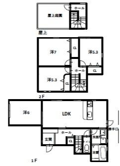 和歌山市楠見中　中古戸建の間取り