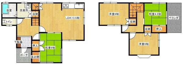岩出市中迫　中古戸建の間取り