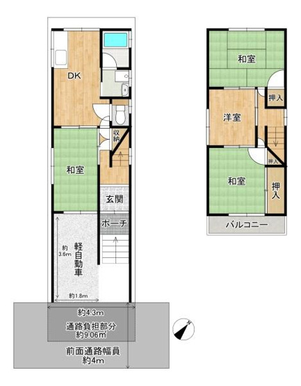【間取り】 | ４DKの間取り♪軽自動車駐車可能♪