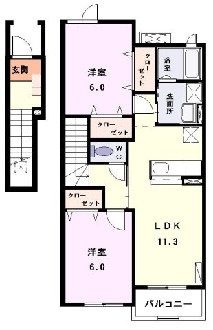 トロワ　ブリランⅢの間取り