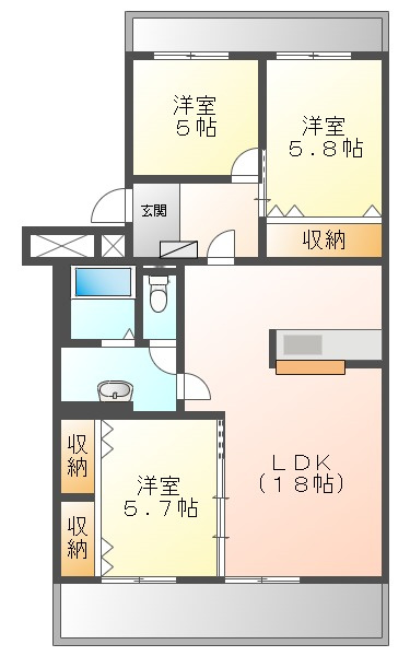ルリエメール伊島 Bの間取り