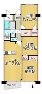 【間取り】 | 尼崎下の森住宅　リフォーム中 | 新婚様からファミリー様まで幅広くおすすめの３LDKの間取りです♪南向きバルコニーで陽当たり良好です！！
