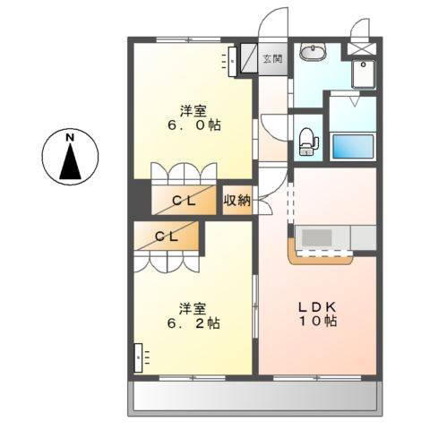 【間取り】 | クレシアＡ