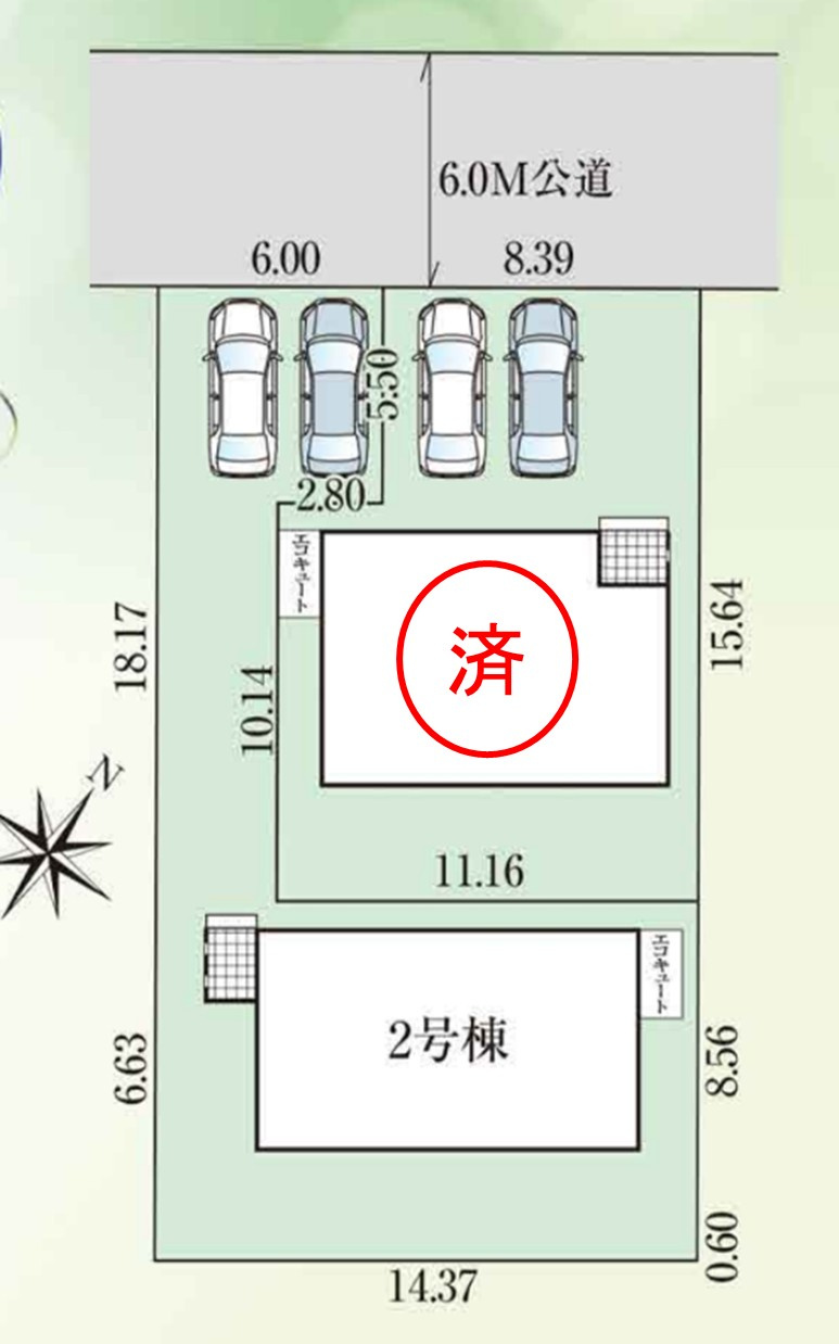 ◇佐糠町東一丁目　2期◇　2号棟　オール電化の新築建売住宅　　日当たり良好♪の区画図|全体区画図