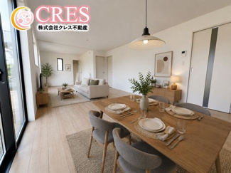 【居間・リビング】 | ☆☆☆新築住宅　いわき市小名浜住吉　オール電化　全４棟！！ご案内随時受付中です♪ | 陽当り良好♪
※実際に現地に家具はおかれておりません。また価格に家具は含まれておりません。(作成CG)