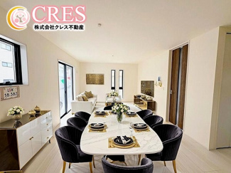 【居間・リビング】 | ☆☆新築分譲　いわき市久之浜第４　全２棟－②！！長期優良住宅！！　 | お子様のリビング学習にも最適です♪
※実際に現地に家具はおかれておりません。また価格に家具は含まれておりません。(作成CG)