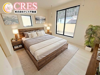 【洋室】 | ☆☆新築分譲　いわき市平下平窪第１２　全３棟－③！！　長期優良住宅♪　 | ２階洋室3～４部屋
※実際に現地に家具はおかれておりません。また価格に家具は含まれておりません。(作成CG)