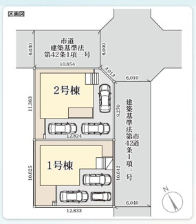【区画図】 | ☆☆☆新築分譲　いわき市中岡町１丁目第１　全２棟－②！長期優良住宅♪　 | 全体区画図です！